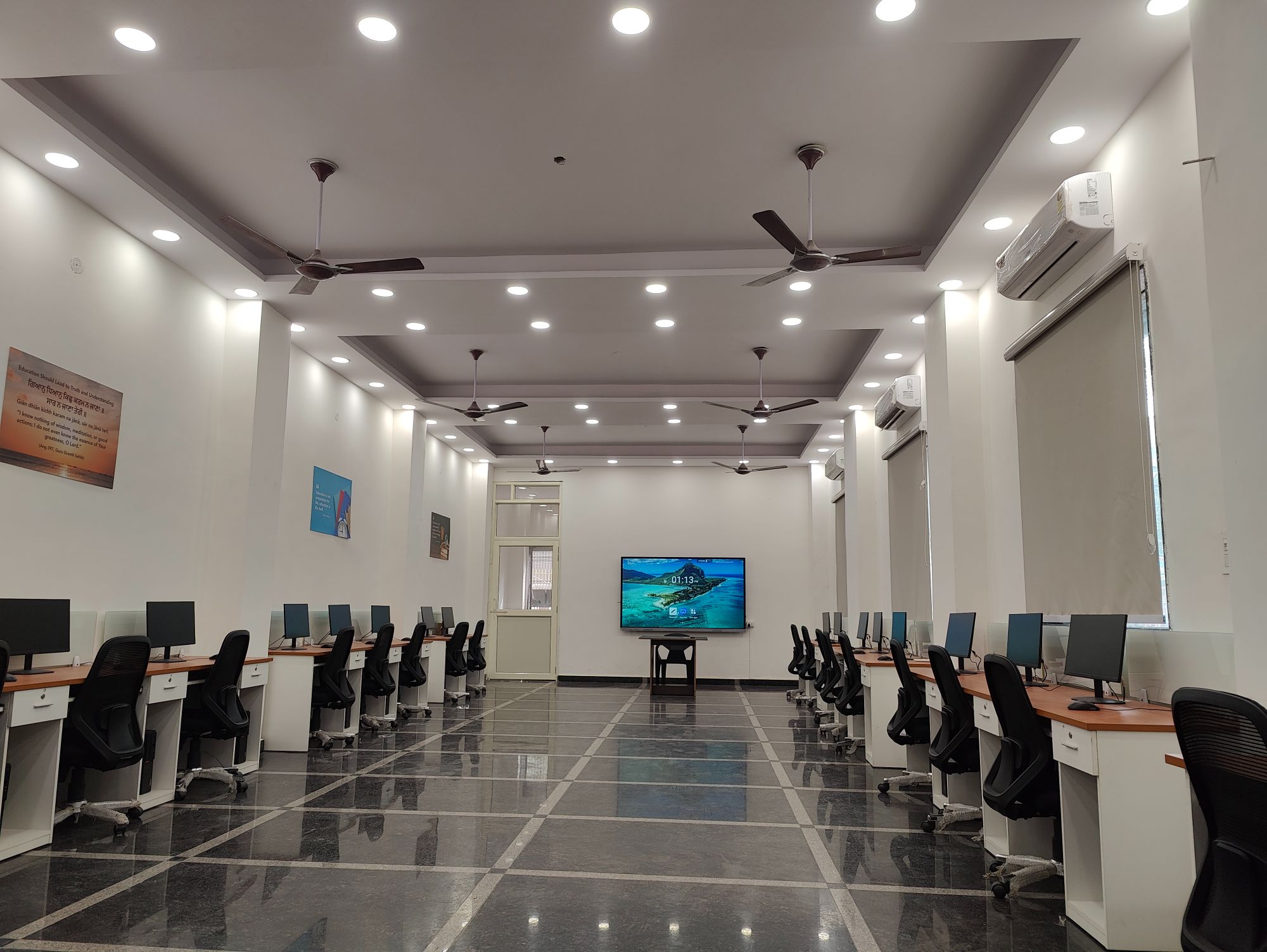Wide view of the spacious computer lab