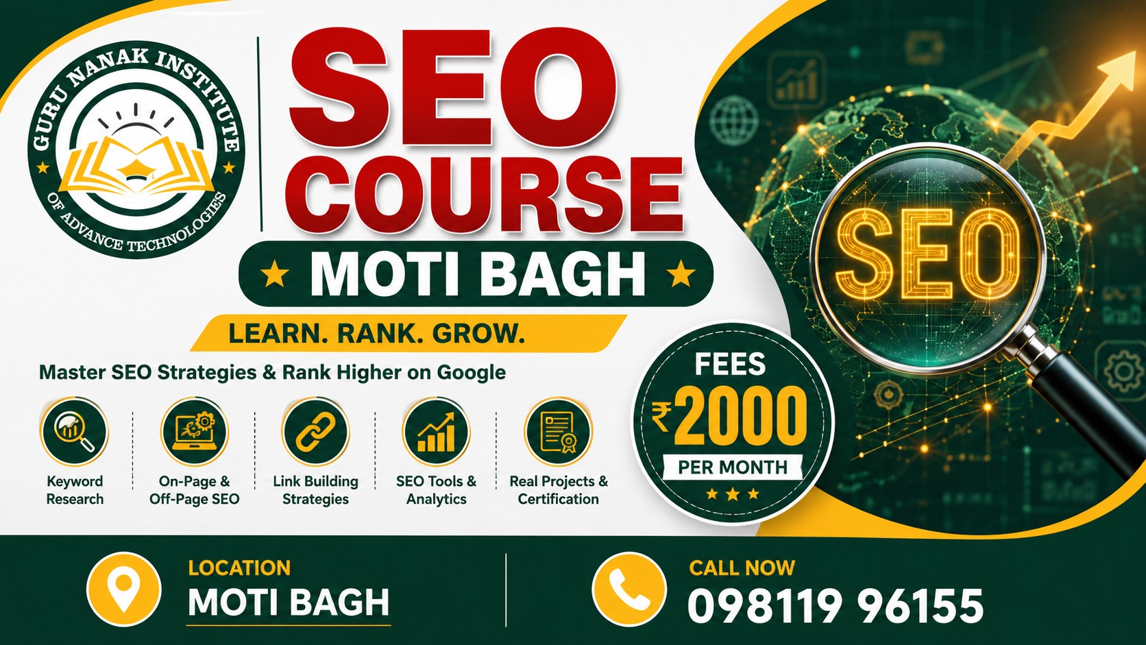 Best SEO Course Moti Bagh | Learn AI , GEO , AEO | 100% Placement Support