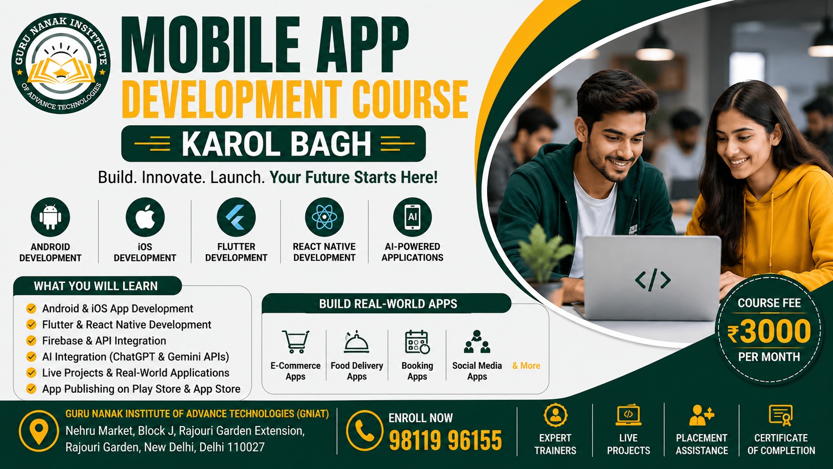Mobile App Development Course Karol Bagh | 100 % Placement Support