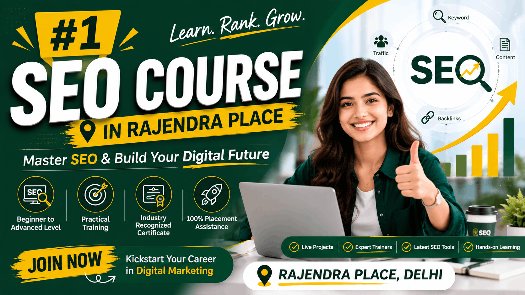 SEO Course Rajendra Place | Learn AEO , GEO AI SEO | 100% Placement Support