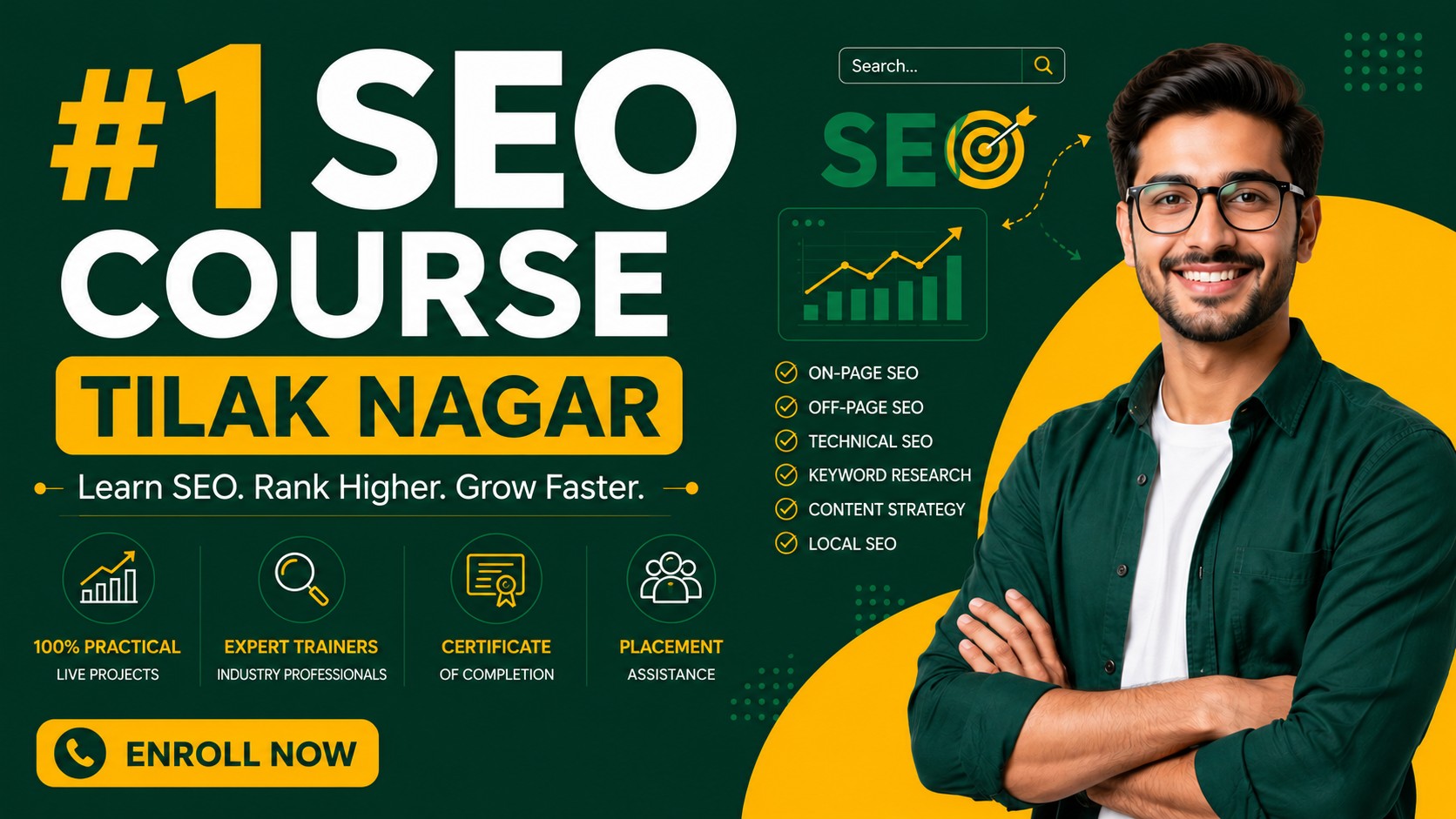 #1 SEO Course Tilak Nagar | Learn AI SEO, GEO & AEO | 100% Placement Support